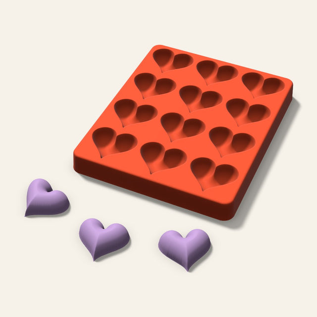 Puffy Heart Wax Melt Mold, 1.5 Inch, 12 Cavity, 3D render