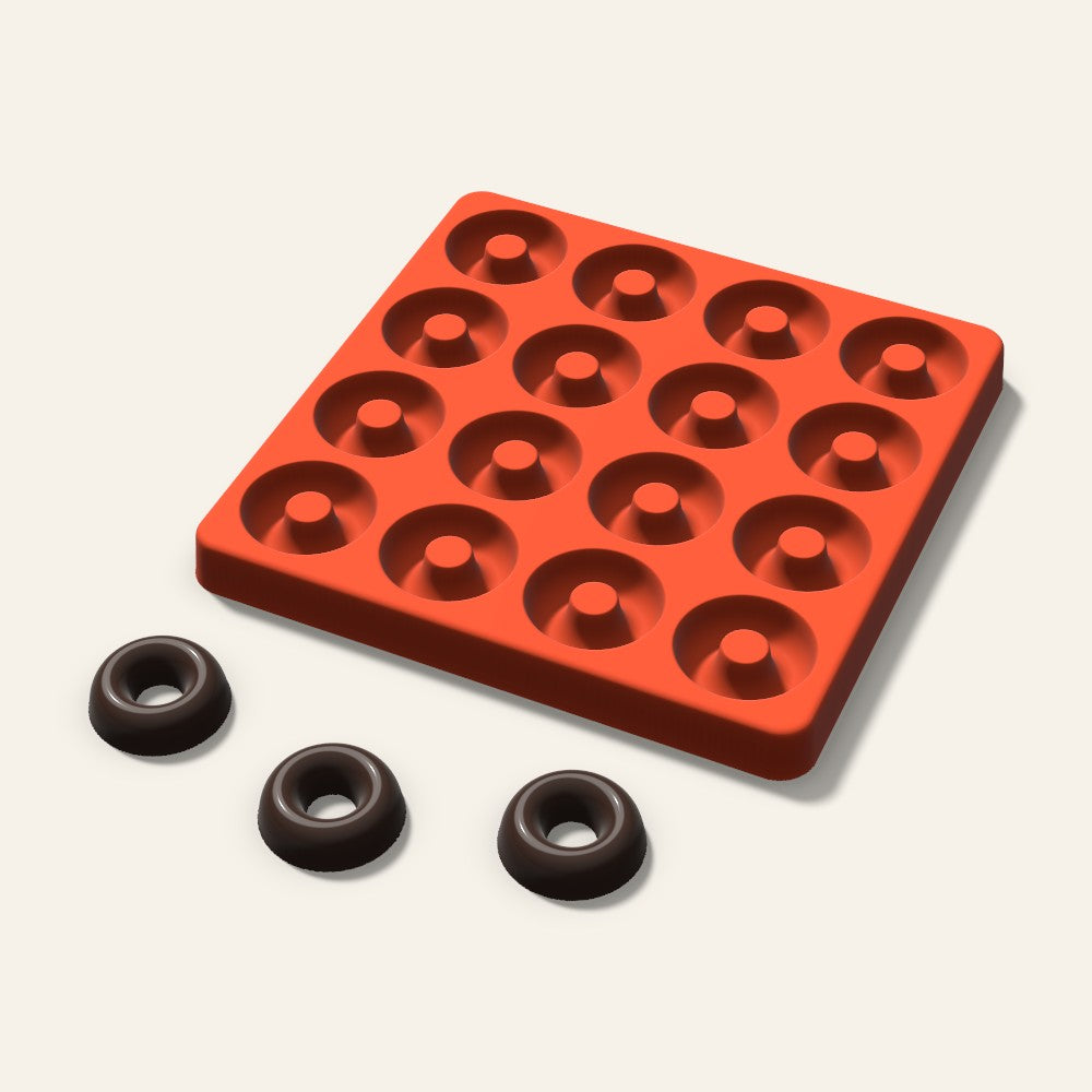 Donut Chocolate Mold, 1.25 Inch, 16 Cavity, 3D render