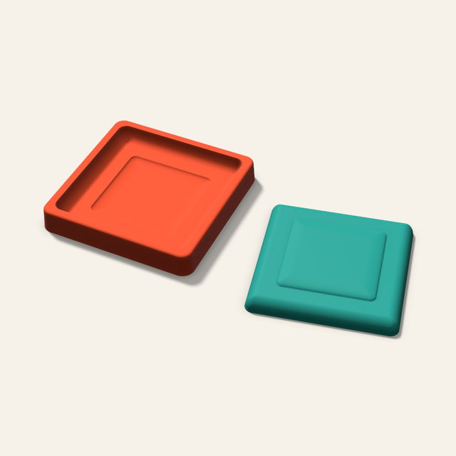 Embossed Square Freshie Mold, 4 Inch, 3D render