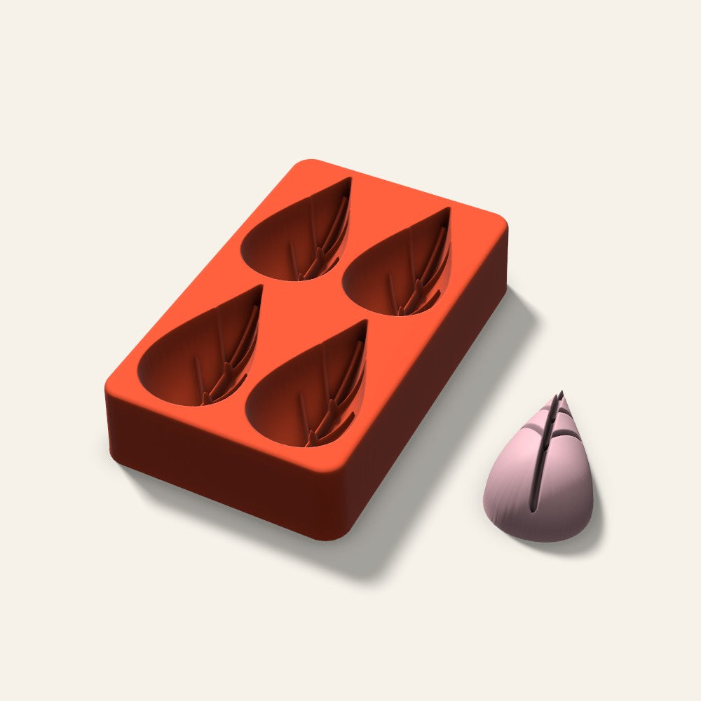 Leaf Soap Mold, 2.5 Inch, 4 Cavity, 3D render