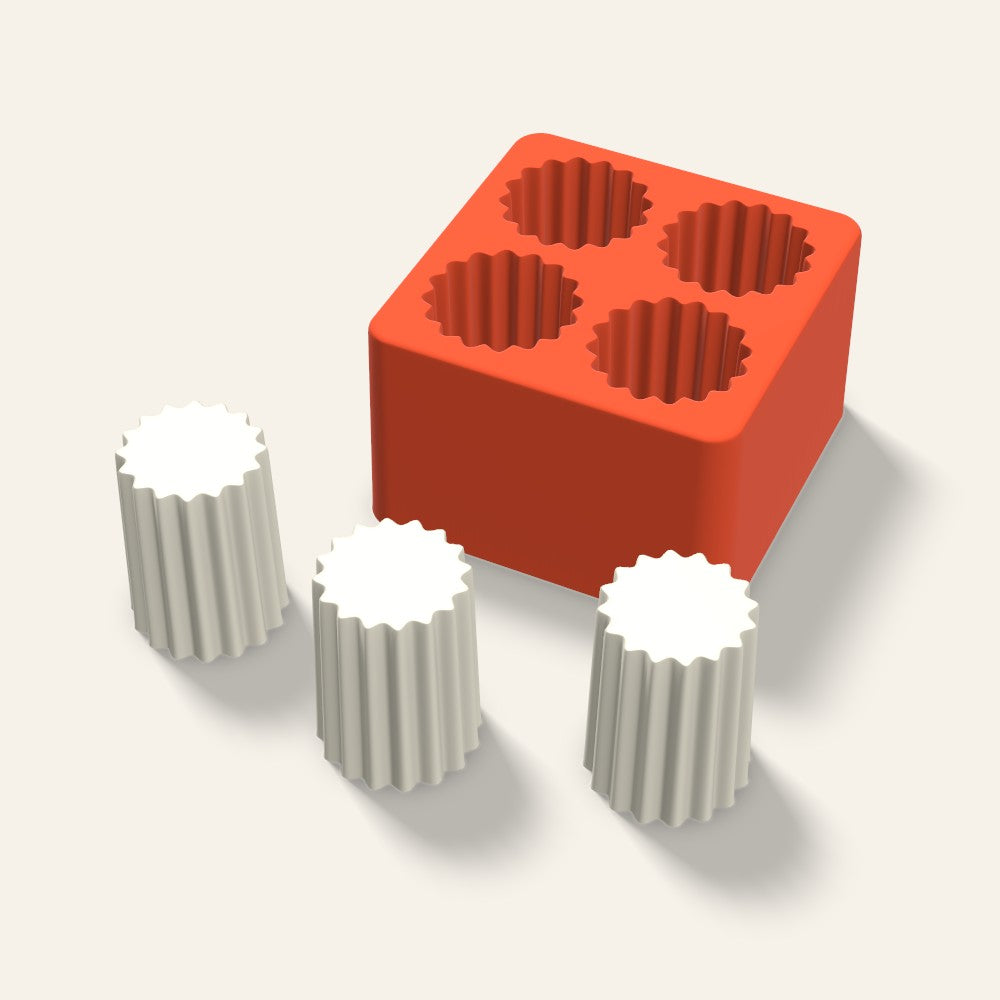 Ribbed Pillar Votive Candle Mold, 1.5 x 2 Inch, 4 Cavity, 3D render