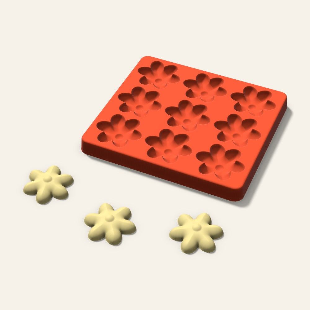 Blossom Butter Pat Mold, 1.75 Inch, 9 Cavity, 3D render