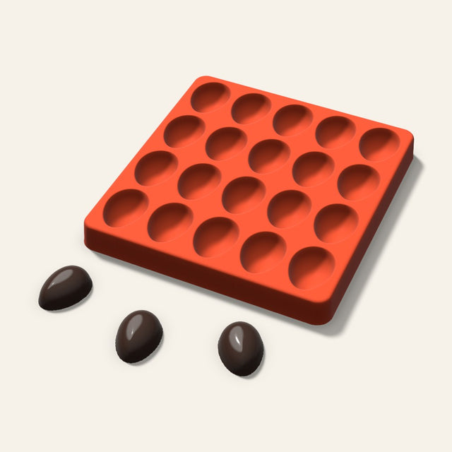 Egg Candy Mold, 1.25 Inch, 20 Cavity, 3D render