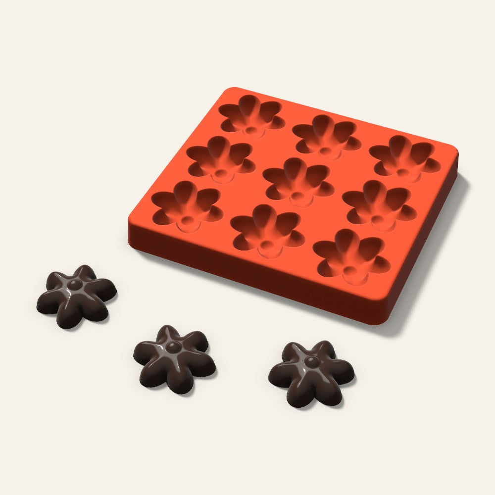 Blossom Chocolate Mold, 1.75 Inch, 9 Cavity, 3D render