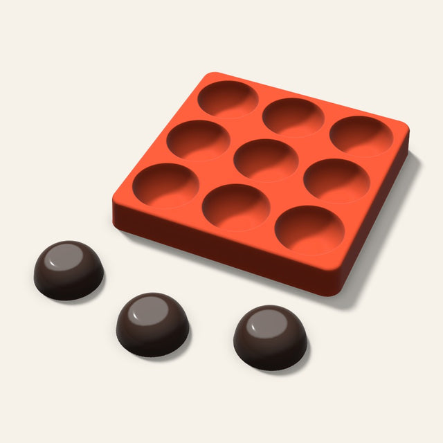Macaron Chocolate Mold, 1.5 Inch, 9 Cavity, 3D render