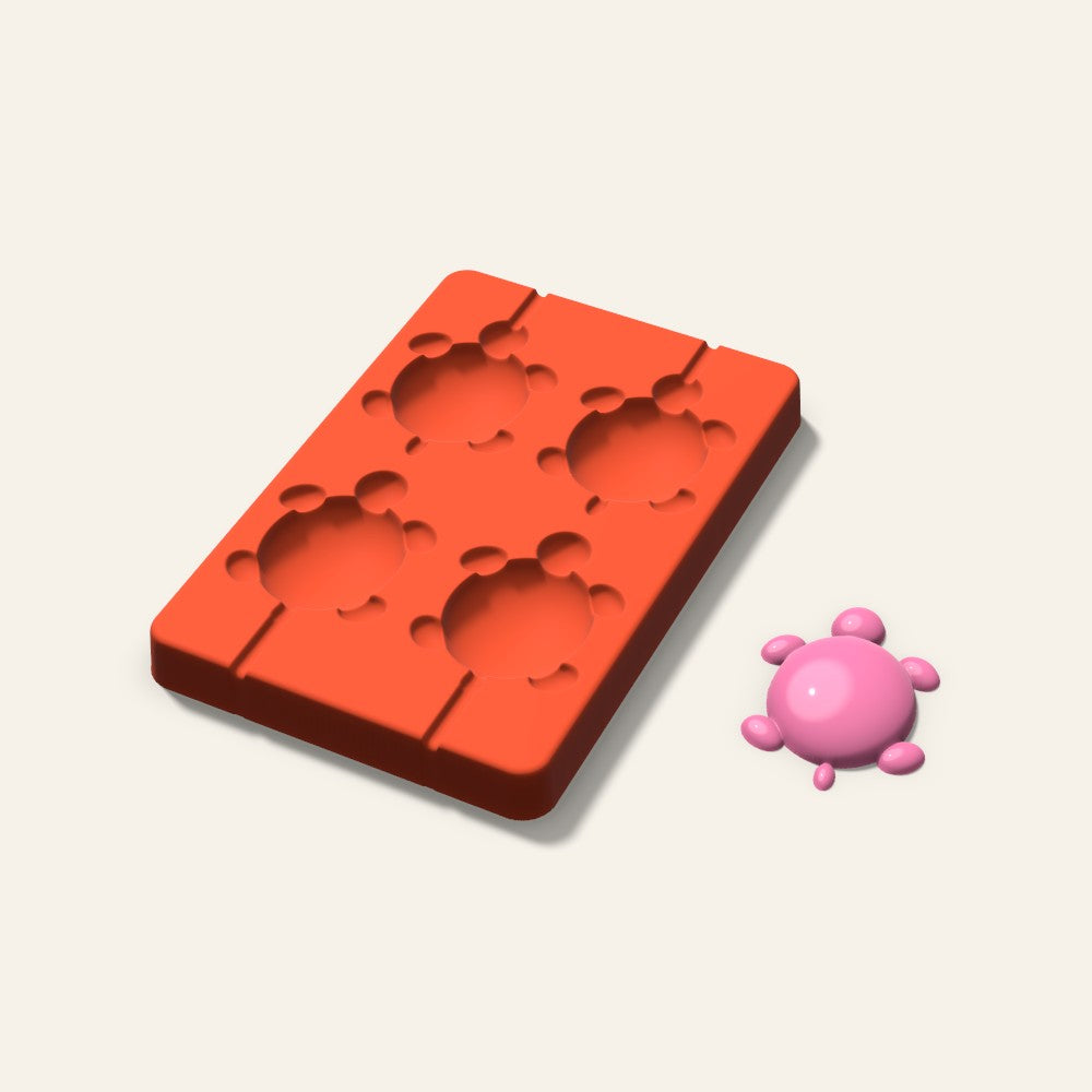 Turtle Lollipop Mold, 2.5 Inch, 4 Cavity, 3D render