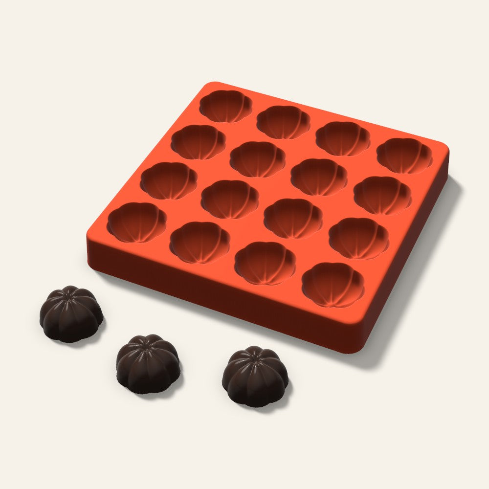 3D Pumpkin Chocolate Mold, 1.25 Inch, 16 Cavity, 3D render