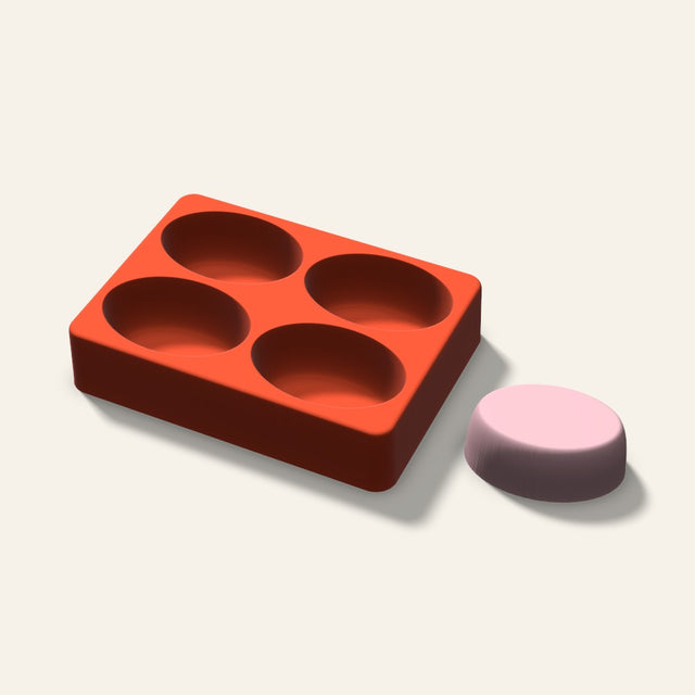 Oval Soap Mold, 2.5 Inch, 4 Cavity, 3D render