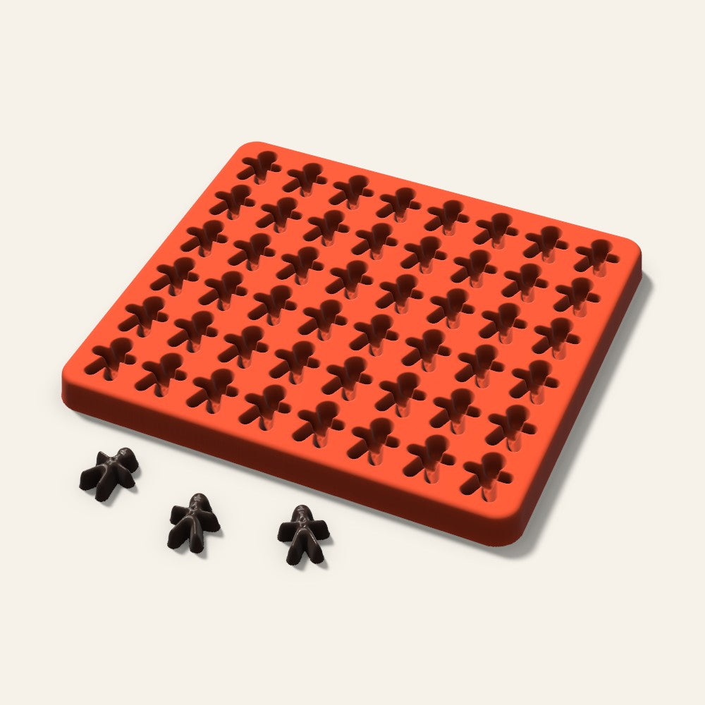 Gingerbread Gummy Mold, 0.75 Inch, 48 Cavity, 3D render