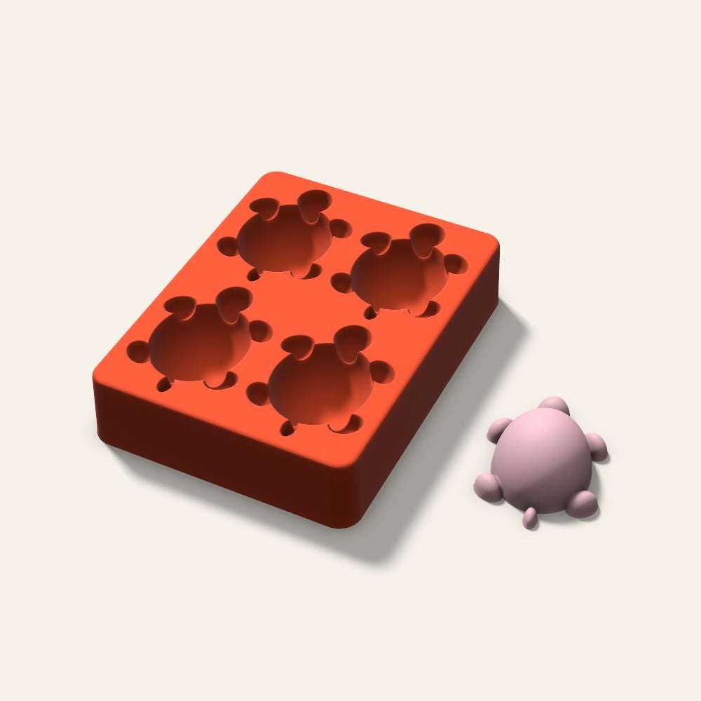 Turtle Soap Mold, 2.5 Inch, 4 Cavity, 3D render