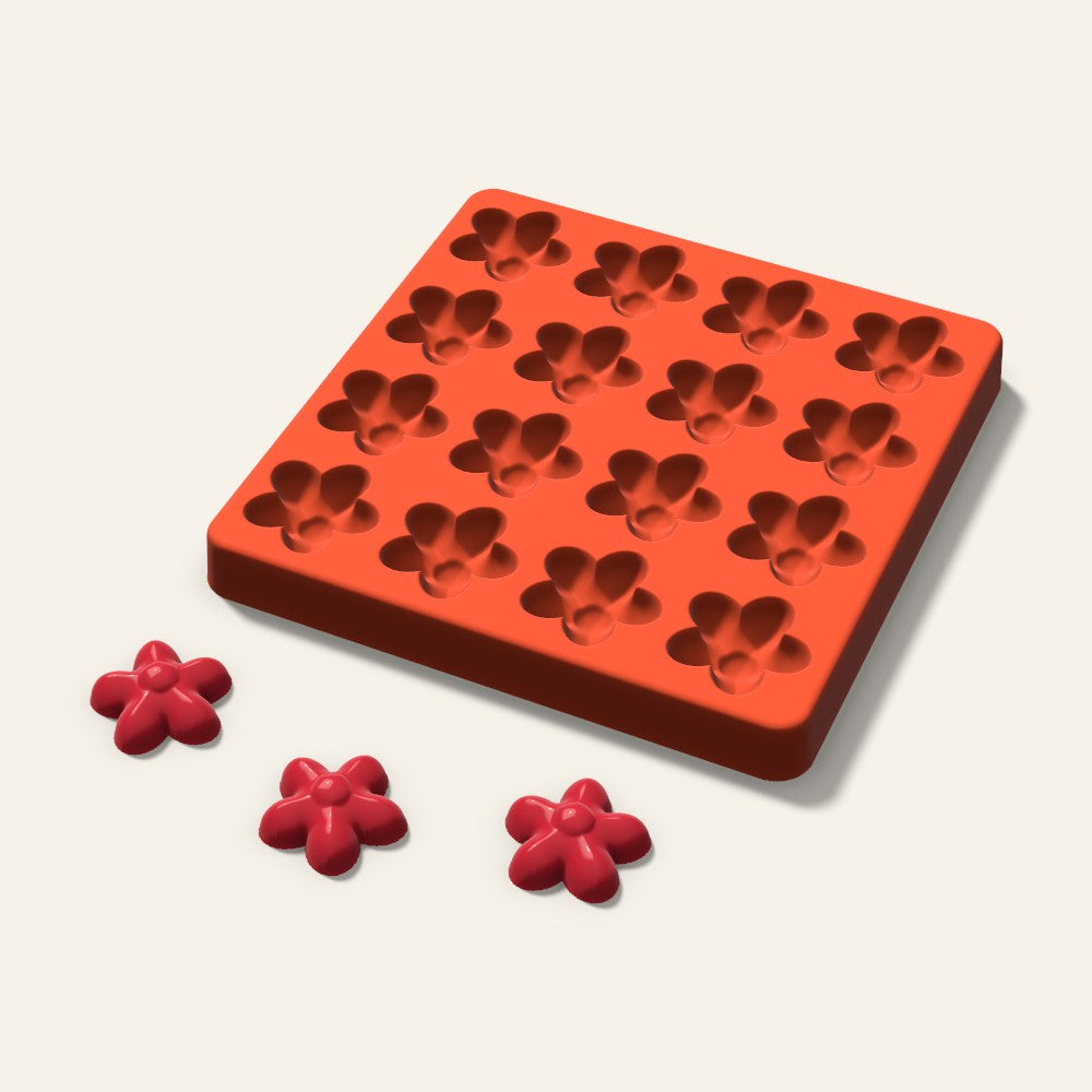 Flower Candy Mold, 1.25 Inch, 16 Cavity, 3D render