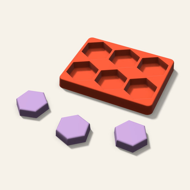 Hexagon Wax Melt Mold, 2 Inch, 6 Cavity, 3D render