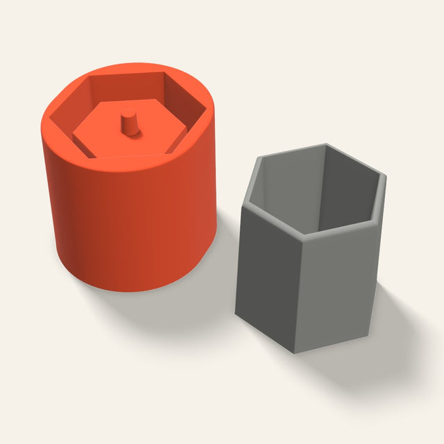 Hexagon Concrete Planter Mold, 4 Inch, 3D render