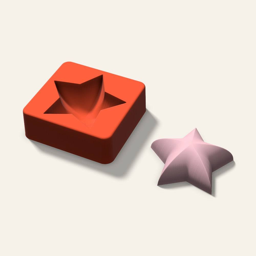Puffy Star Soap Mold, 3 Inch, 3D render