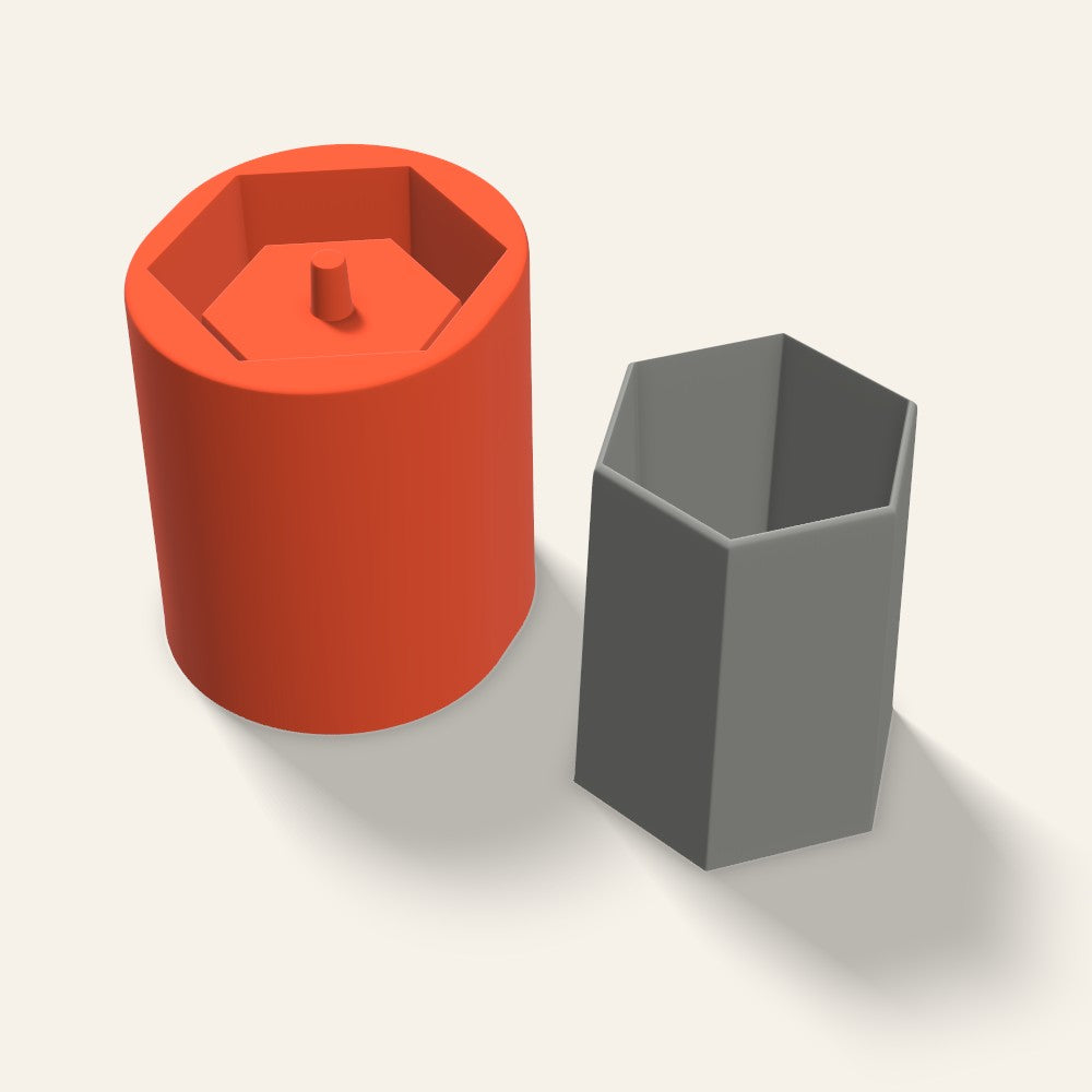 Tall Hexagon Concrete Planter Mold, 3.5 Inch, 3D render