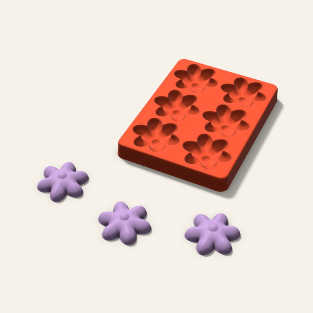 Blossom Wax Melt Mold, 2 Inch, 6 Cavity, 3D render