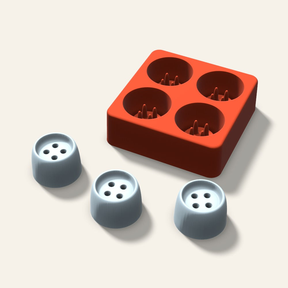 Button Ice Mold, 1.5 Inch, 4 Cavity, 3D render