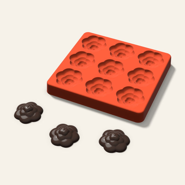 Rosette Chocolate Mold, 1.5 Inch, 9 Cavity, 3D render