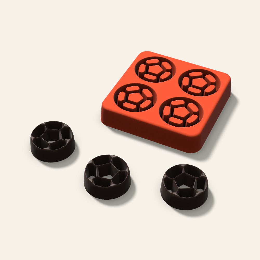 Soccer Candy Mold, 1.25 Inch, 4 Cavity, 3D render