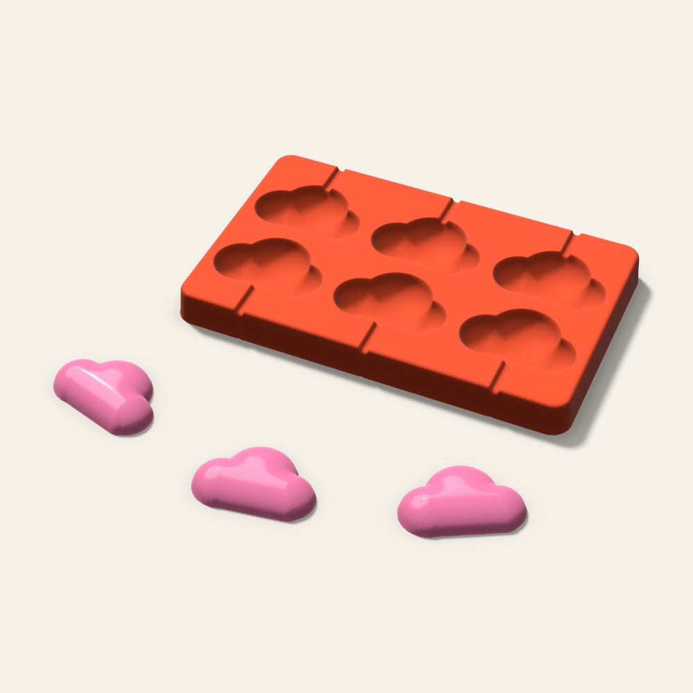 Cloud Lollipop Mold, 2 Inch, 6 Cavity, 3D render