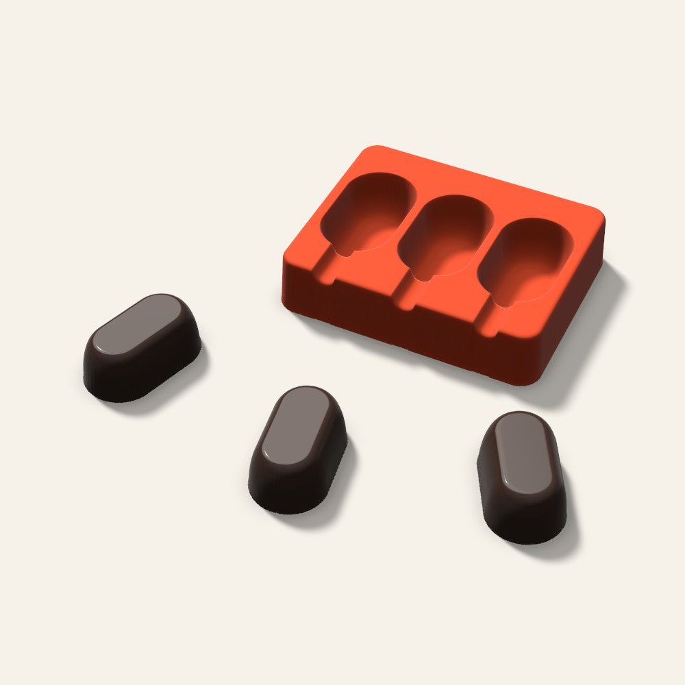 Cakesicle Mold, 2 Inch, 3 Cavity, 3D render