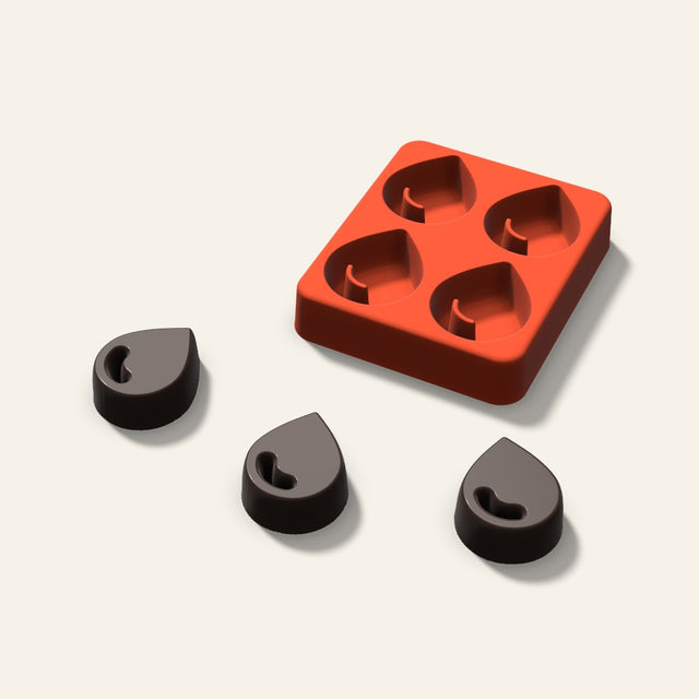 Water Drop Chocolate Mold, 1.5 Inch, 4 Cavity, 3D render