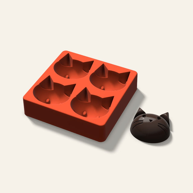 Cat Mini Cake Mold, 2.5 Inch, 4 Cavity, 3D render