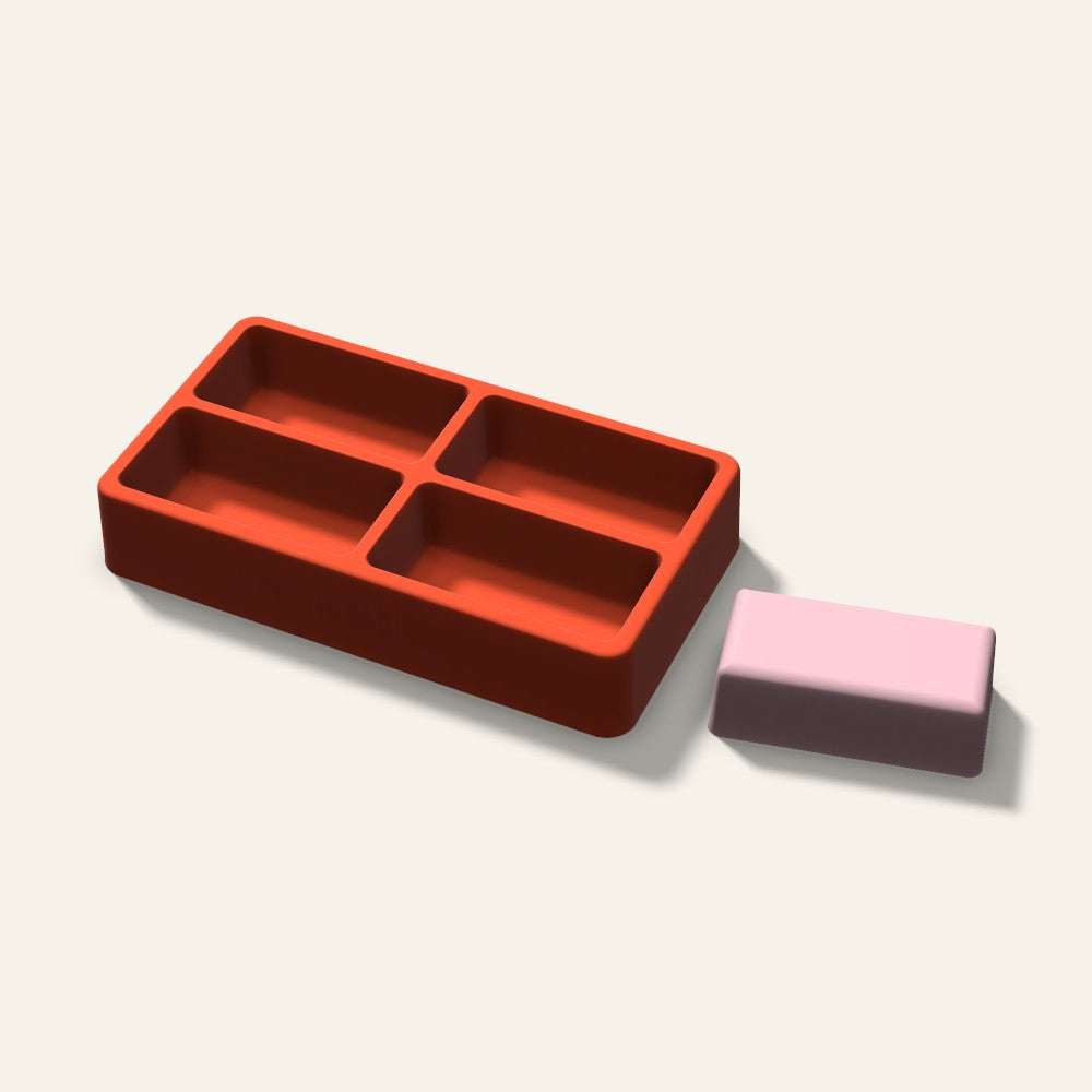 Rectangle Soap Mold, 3 Inch, 4 Cavity, 3D render