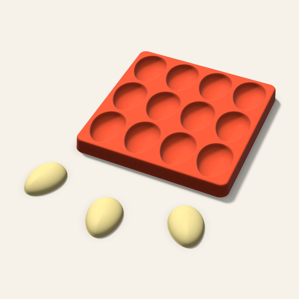 Egg Butter Pat Mold, 1.75 Inch, 12 Cavity, 3D render