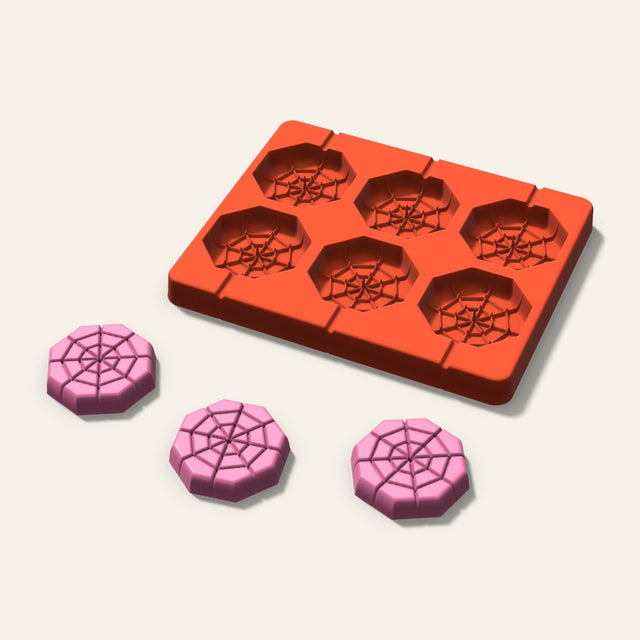 Spider Web Lollipop Mold, 2 Inch, 6 Cavity, 3D render