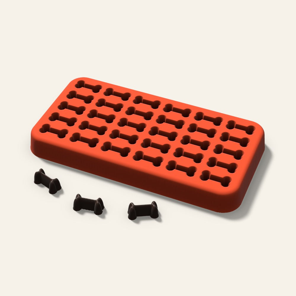 Dog Bone Gummy Mold, 0.5 Inch, 30 Cavity, 3D render