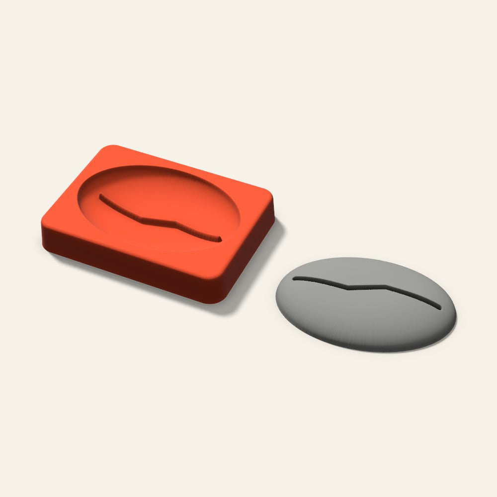 Coffee Bean Plaster Ornament Mold, 3.5 Inch, 3D render