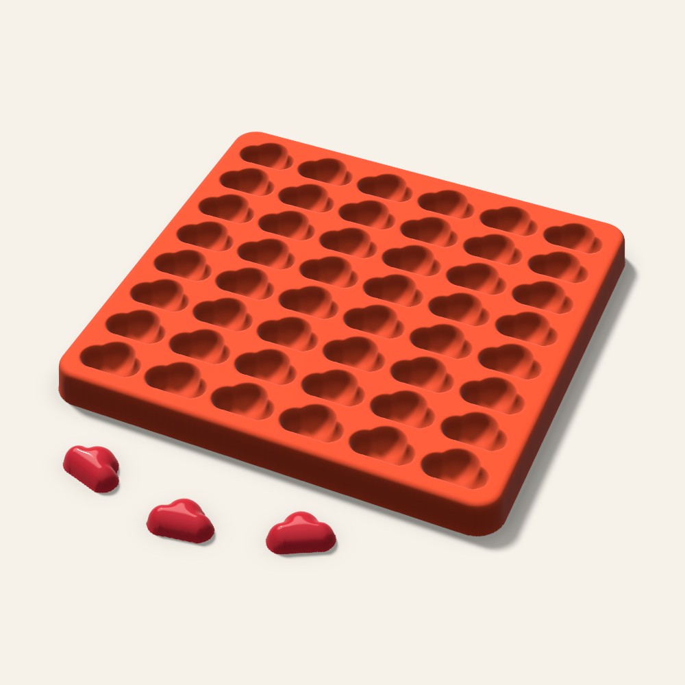 Cloud Gummy Mold, 0.75 Inch, 48 Cavity, 3D render