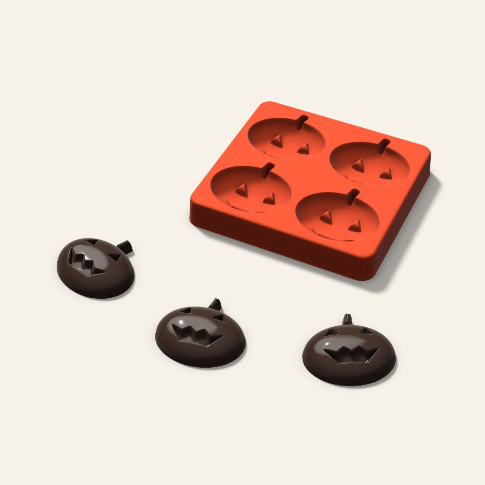 Jack-o'-Lantern Chocolate Mold, 2 Inch, 4 Cavity, 3D render