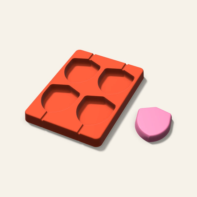 Shield Lollipop Mold, 2.5 Inch, 4 Cavity, 3D render