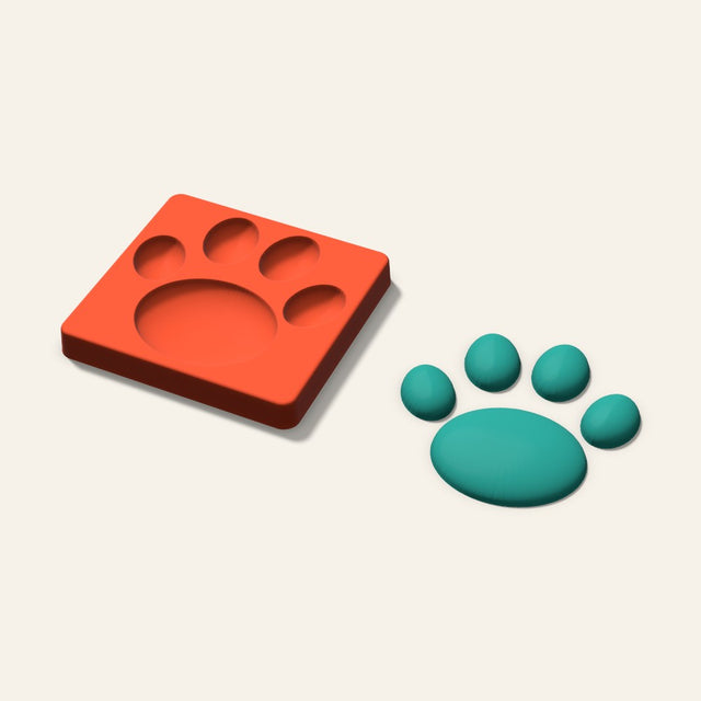 Paw Print Freshie Mold, 5 Inch, 3D render