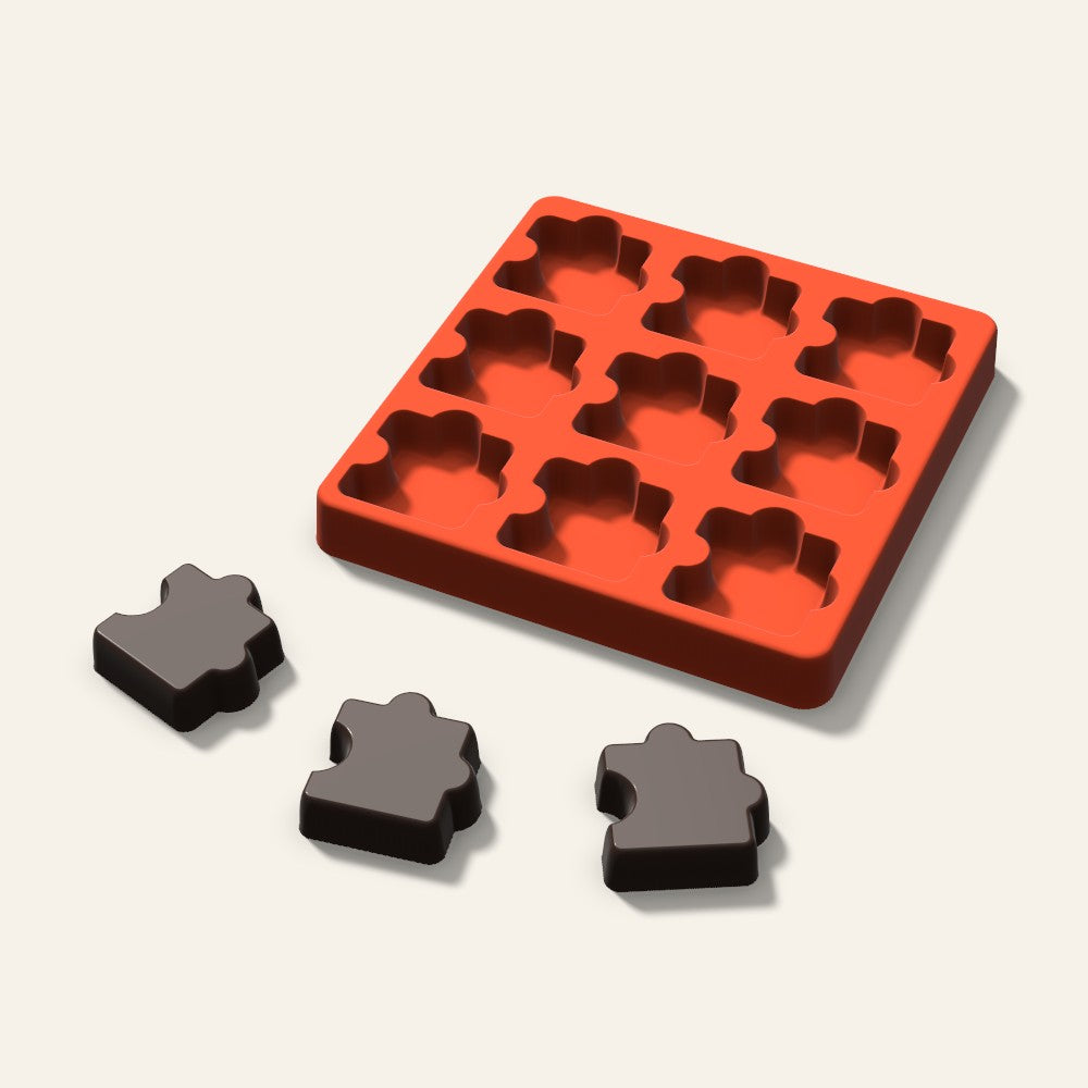 Puzzle Chocolate Mold, 1.75 Inch, 9 Cavity, 3D render