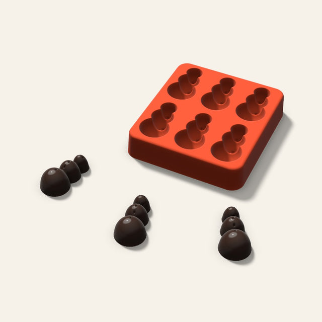 Snowman Chocolate Mold, 1.5 Inch, 6 Cavity, 3D render