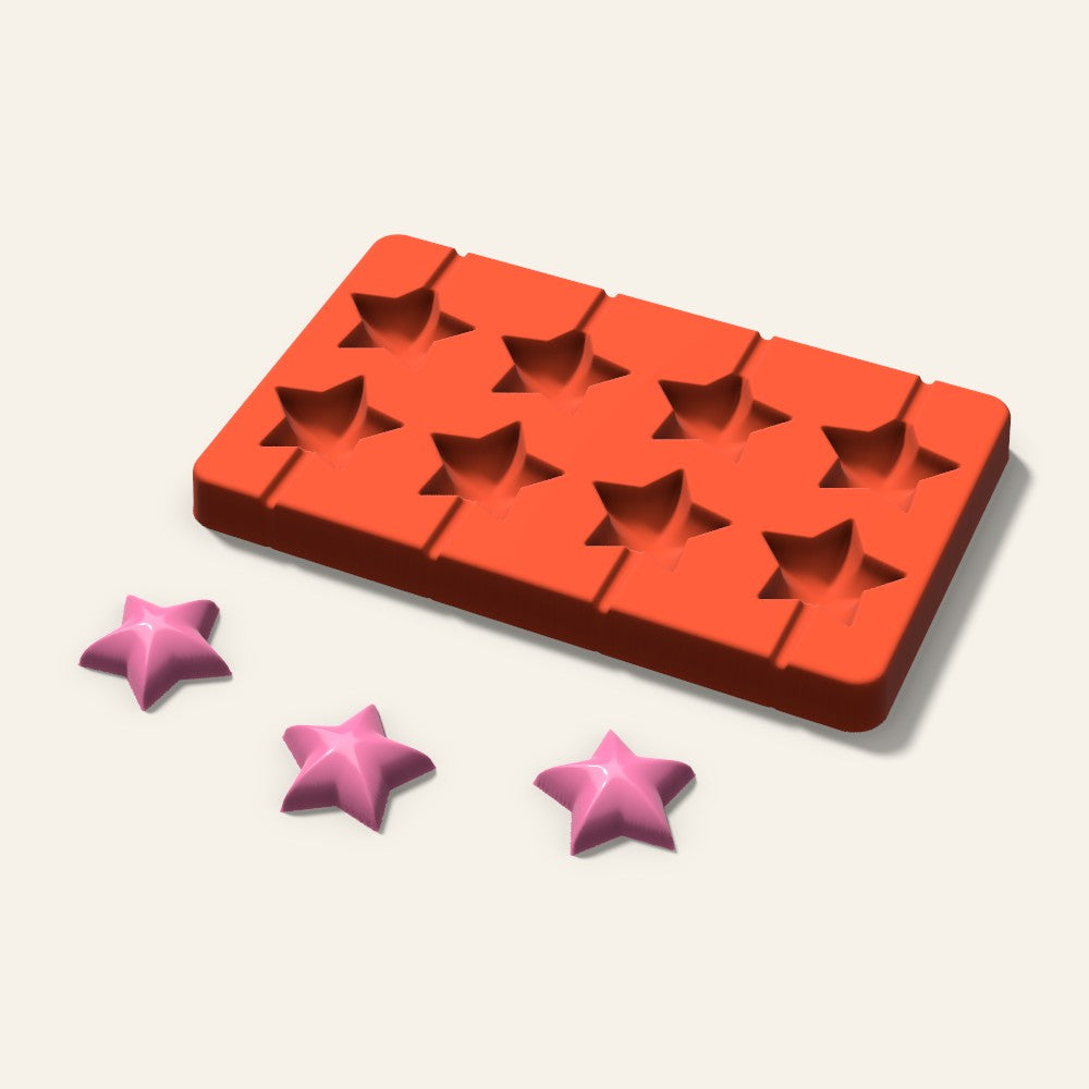 Puffy Star Lollipop Mold, 1.5 Inch, 8 Cavity, 3D render