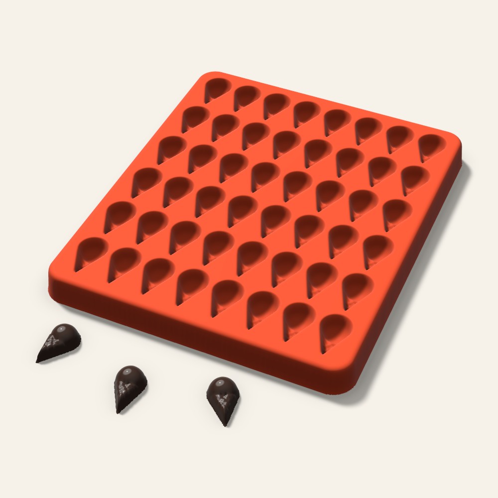 Ice Cream Cone Gummy Mold, 0.75 Inch, 48 Cavity, 3D render