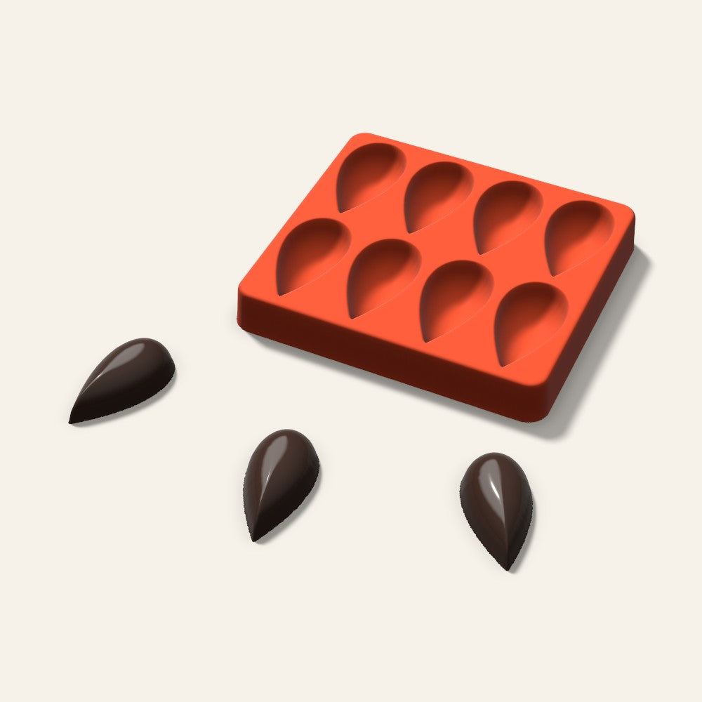 Teardrop Chocolate Mold, 2 Inch, 8 Cavity, 3D render