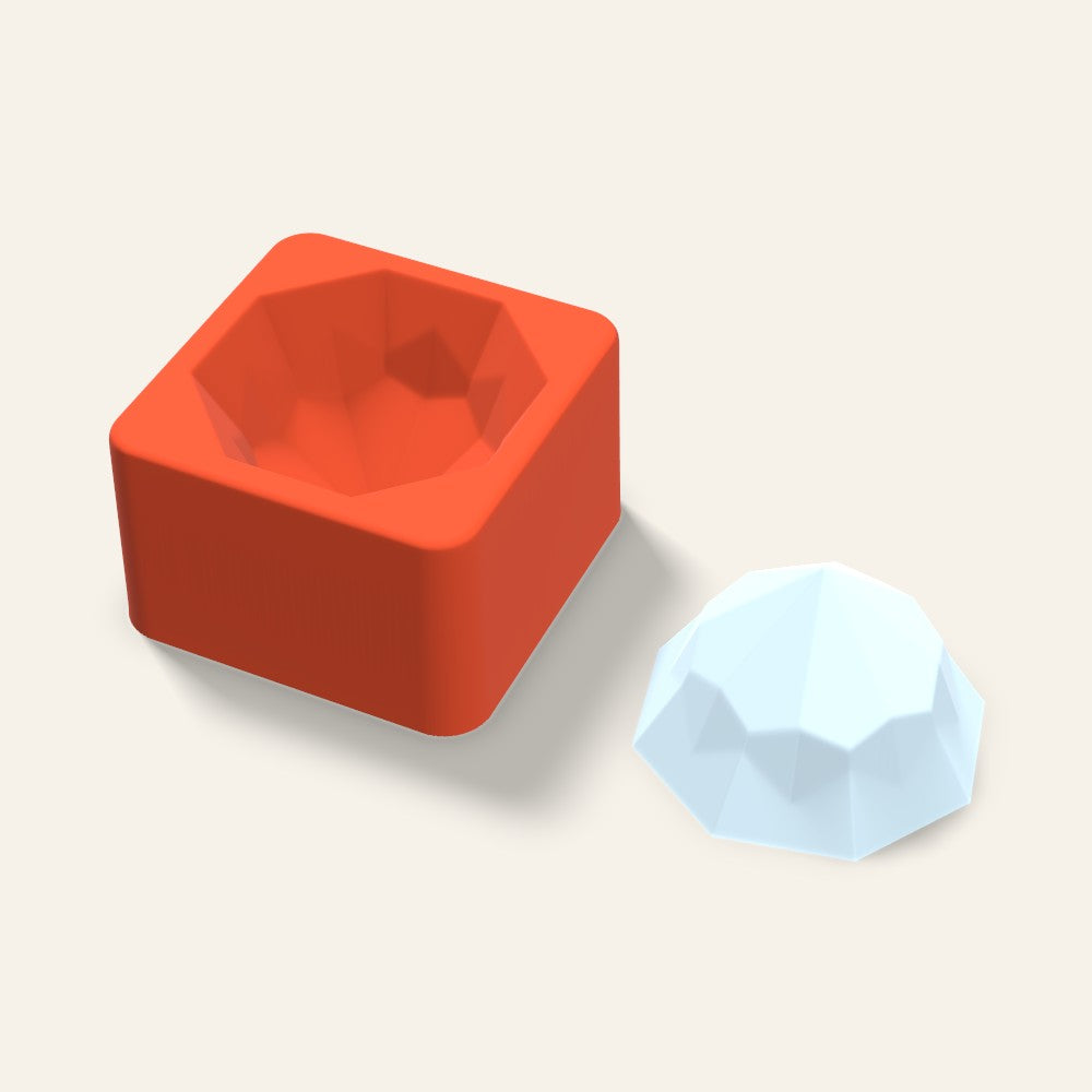 Octagon Gem Ice Mold, 2.5 Inch, 3D render