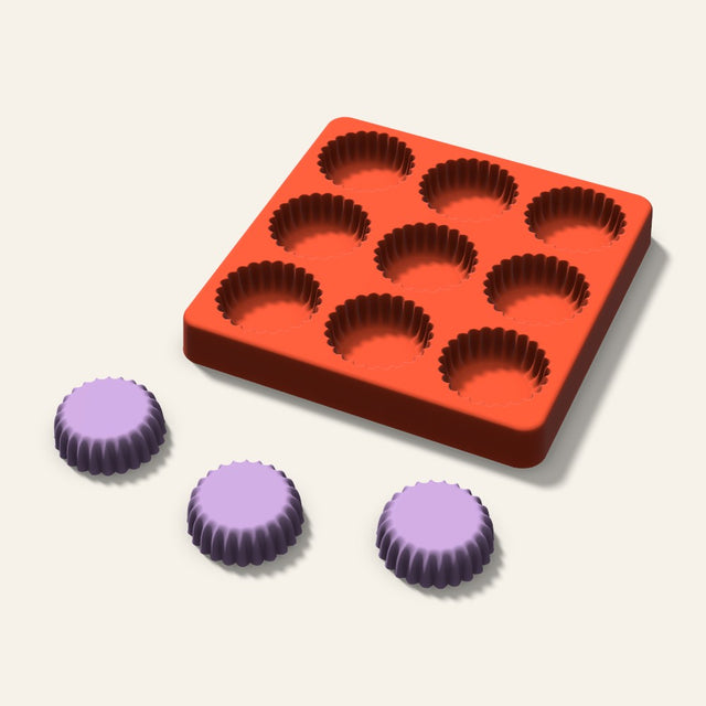 Fluted Cup Wax Melt Mold, 1.5 Inch, 9 Cavity, 3D render