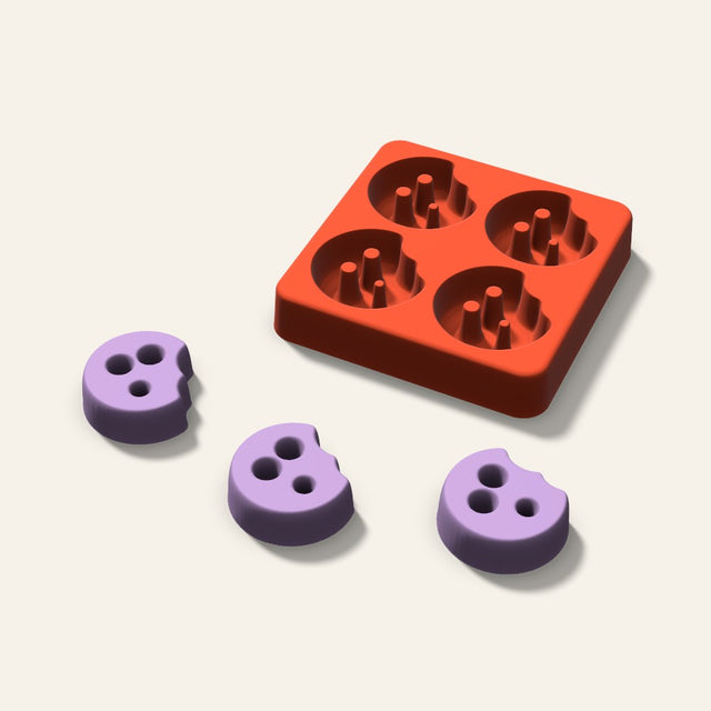 Cookie Bite Wax Melt Mold, 1.5 Inch, 4 Cavity, 3D render