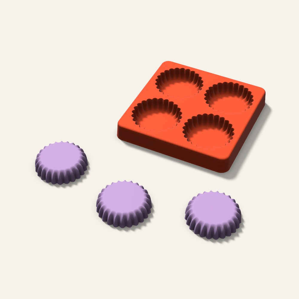 Fluted Cup Wax Melt Mold, 2 Inch, 4 Cavity, 3D render