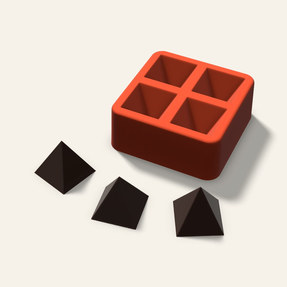 Pyramid Chocolate Mold, 1.5 Inch, 4 Cavity, 3D render