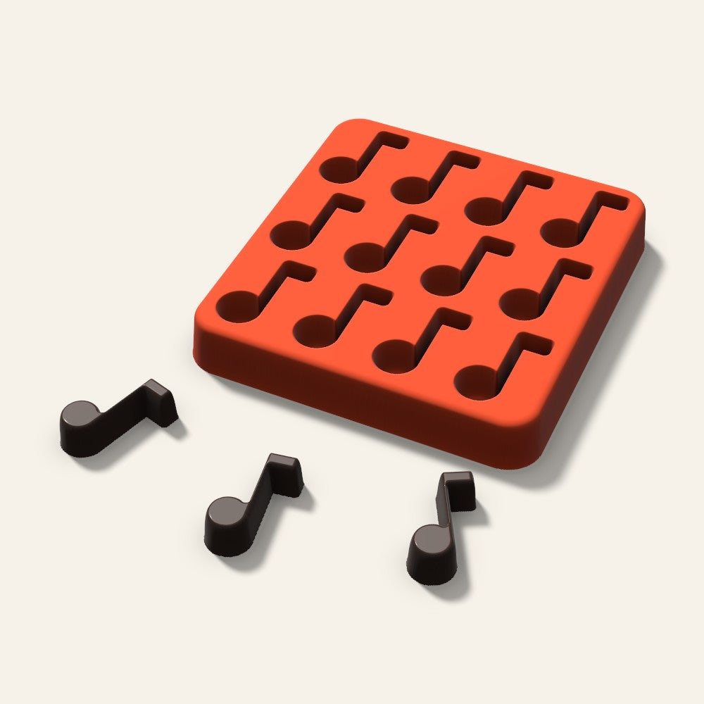 Music Note Candy Mold, 1 Inch, 12 Cavity, 3D render