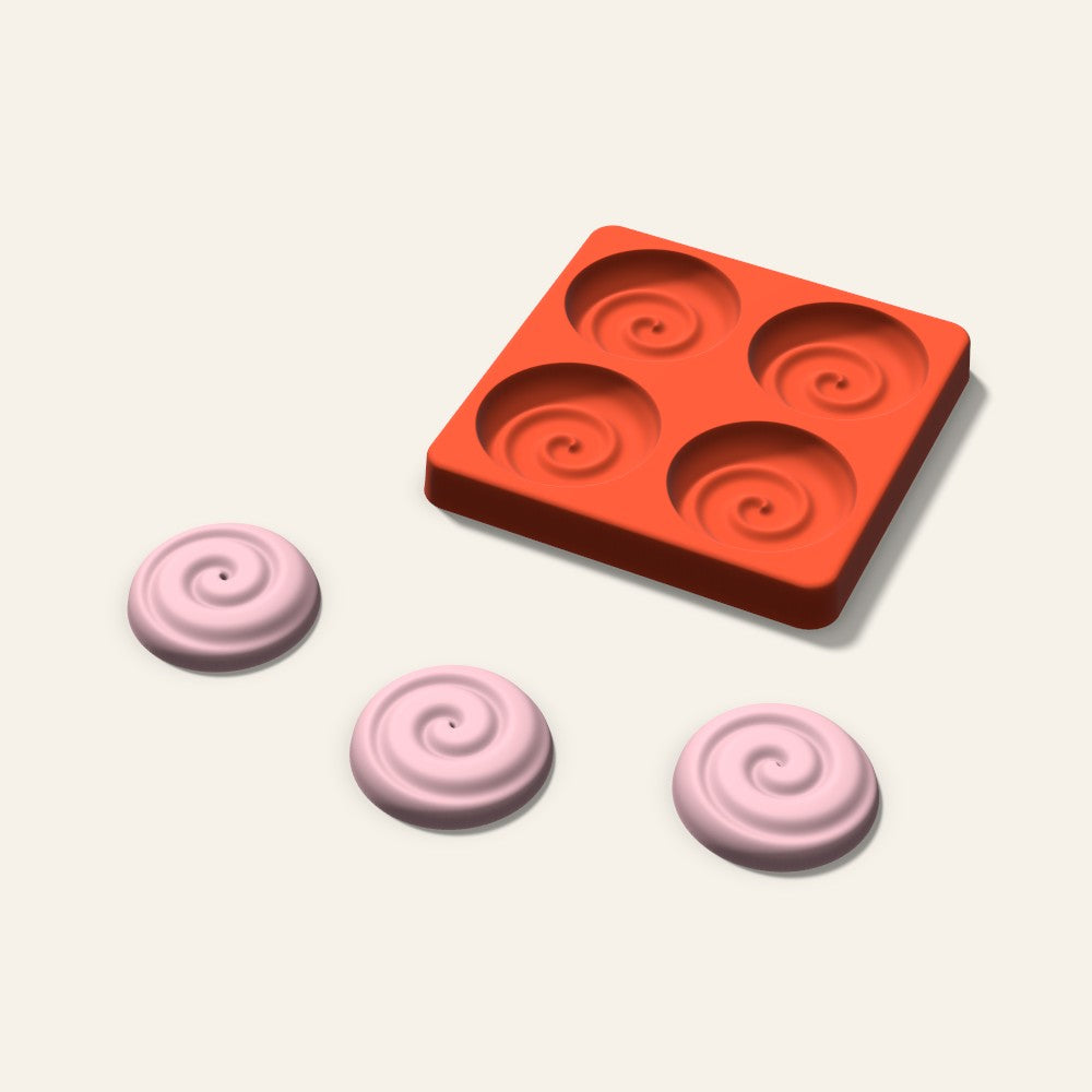 Swirl Soap Mold, 2 Inch, 4 Cavity, 3D render