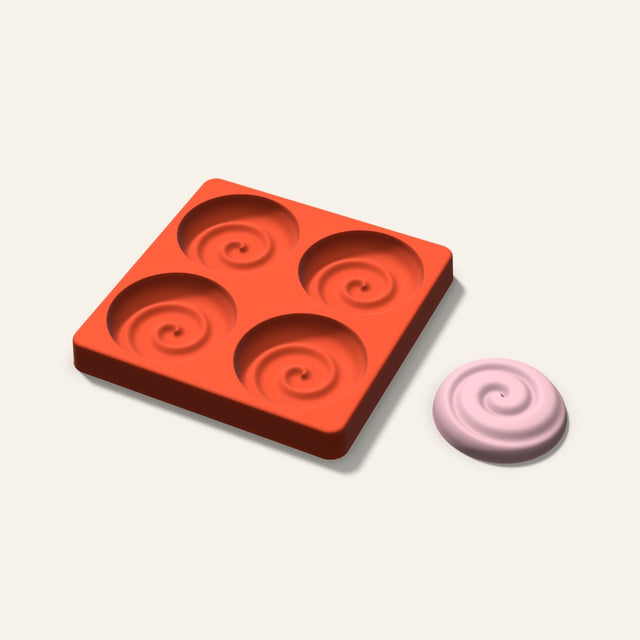 Swirl Soap Mold, 2.5 Inch, 4 Cavity, 3D render