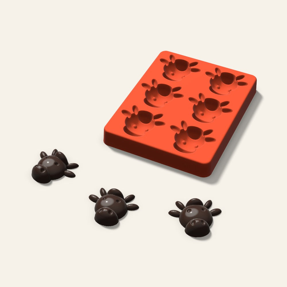 Cow Chocolate Mold, 2 Inch, 6 Cavity, 3D render